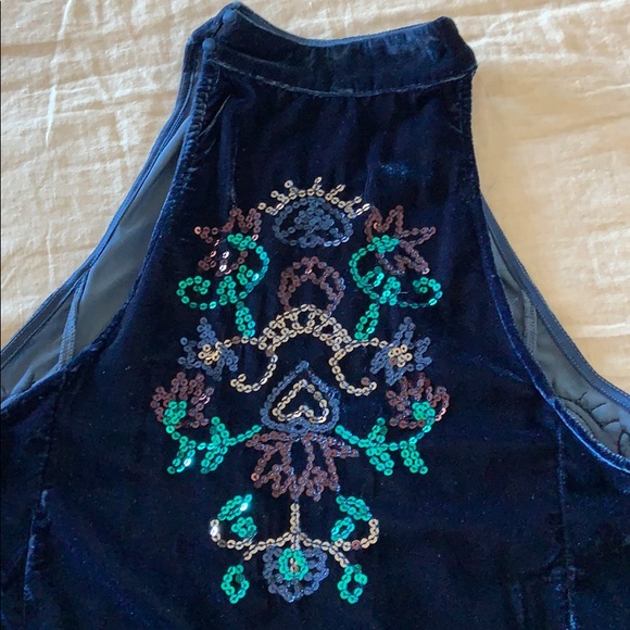 Free People Deep blue velvet free people dress - Picture 2 of 3